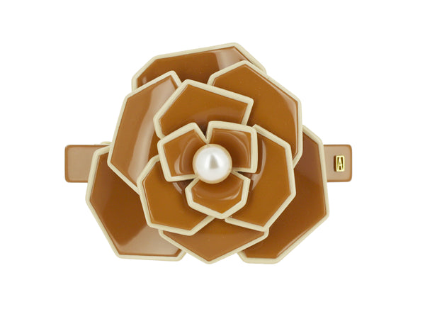 ALEXANDRE DE PARIS Art deco camelia flower hair acetate barette