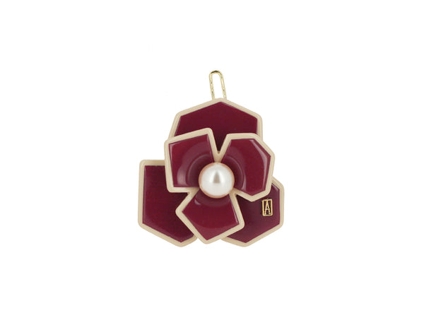 ALEXANDRE DE PARIS Art deco camelia flower hair acetate side barette