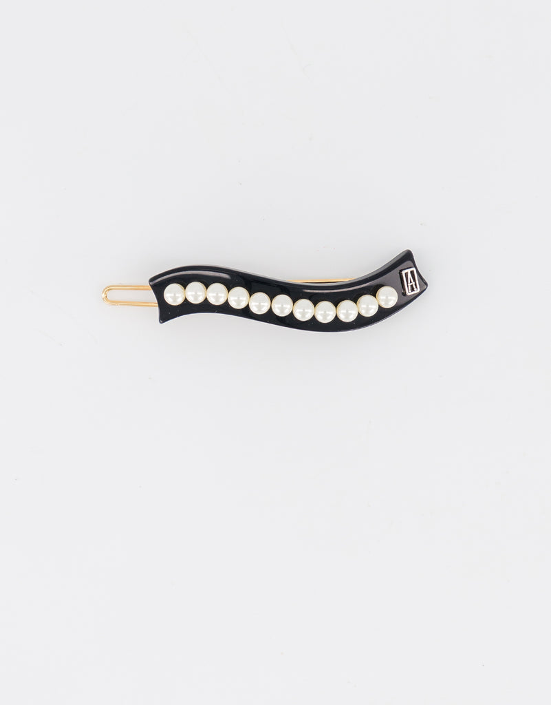 ALEXANDRE DE PARIS acetate and pearl side barette