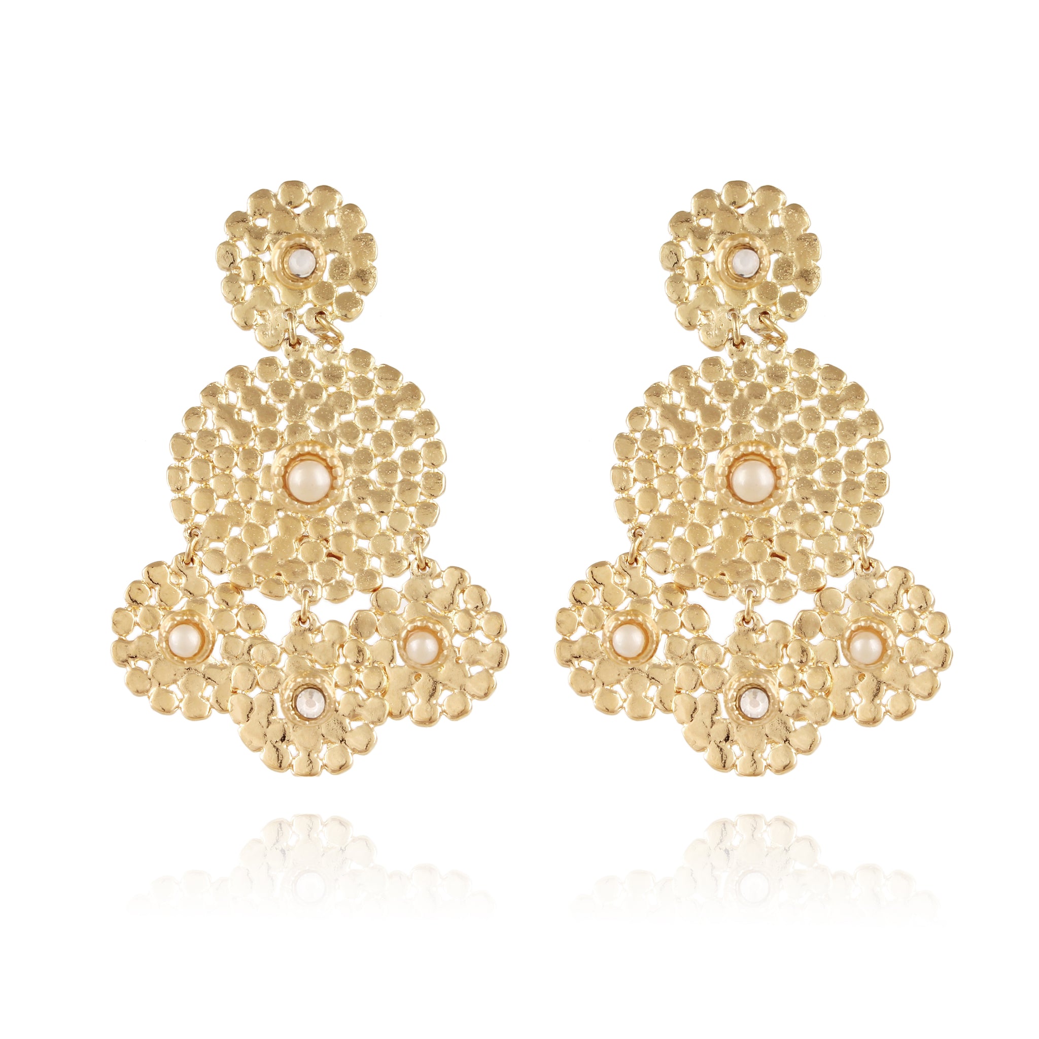 GAS BIJOUX Lucky Sequin cabochons earrings small size gold