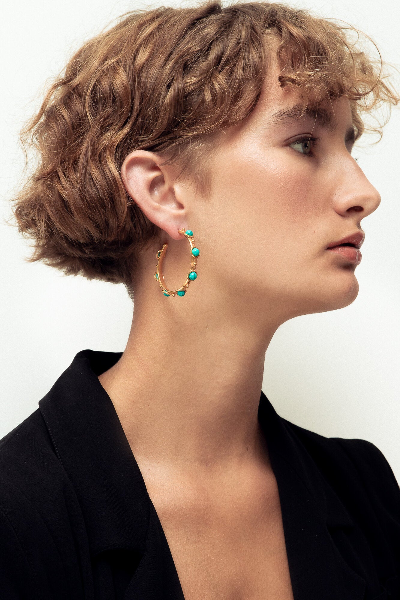 Petite candies hoop earrings in turquoise