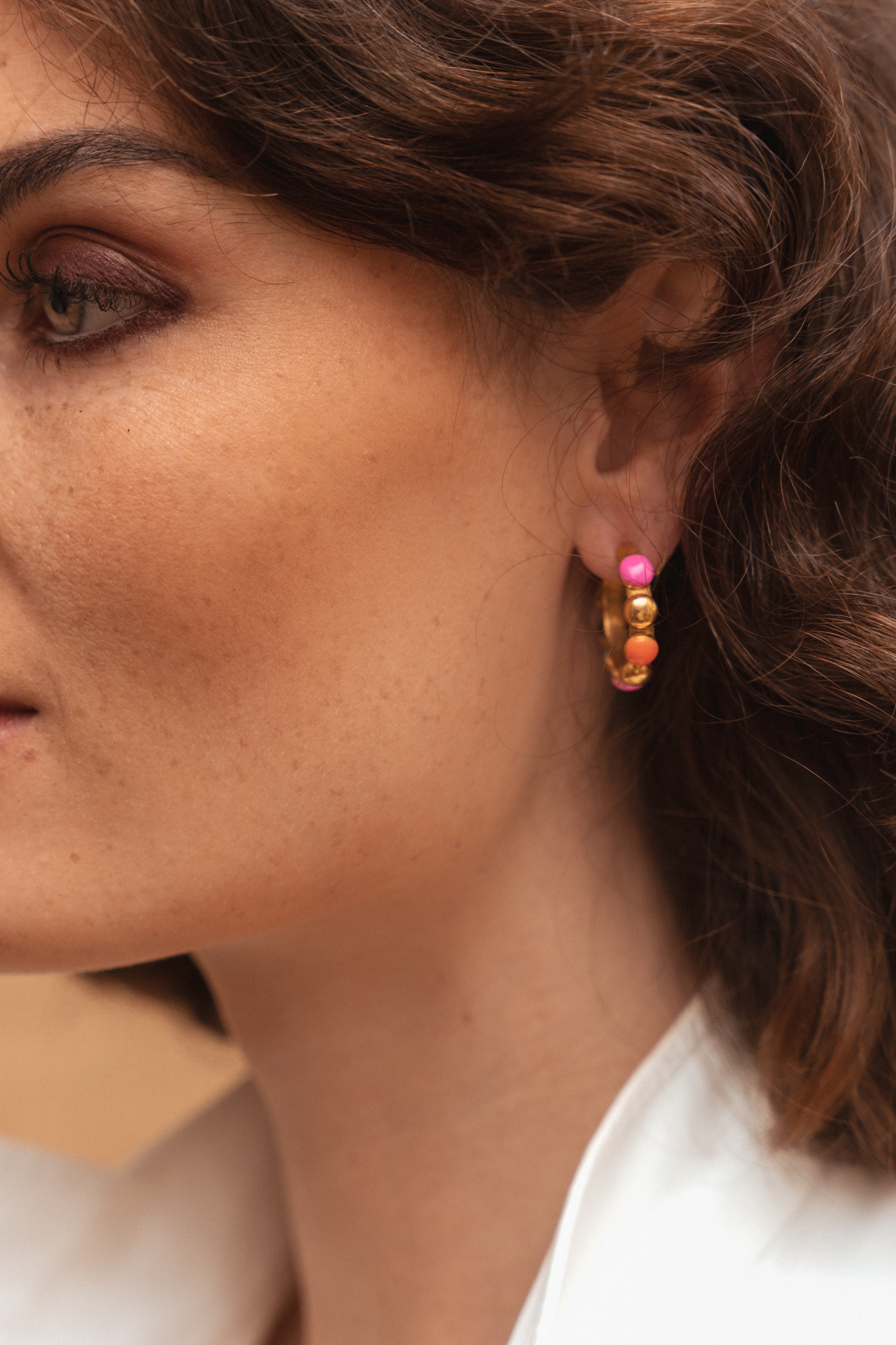 SYLVIA TOLEDANO Mini Creoles Rose/Orange Enamel earrings