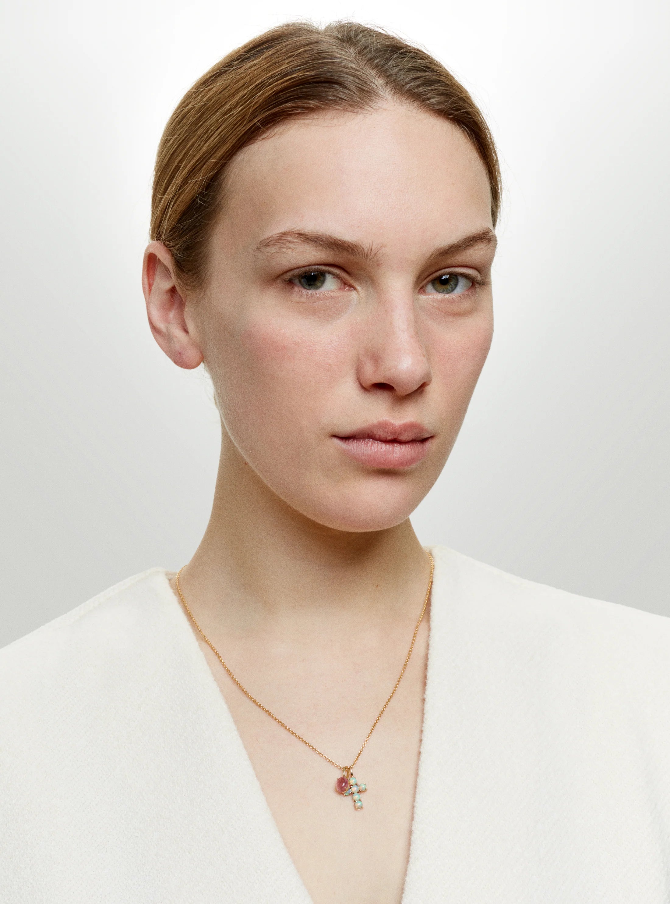 WE BY WHITE BIRD  Ismène Cross Opal Pendant