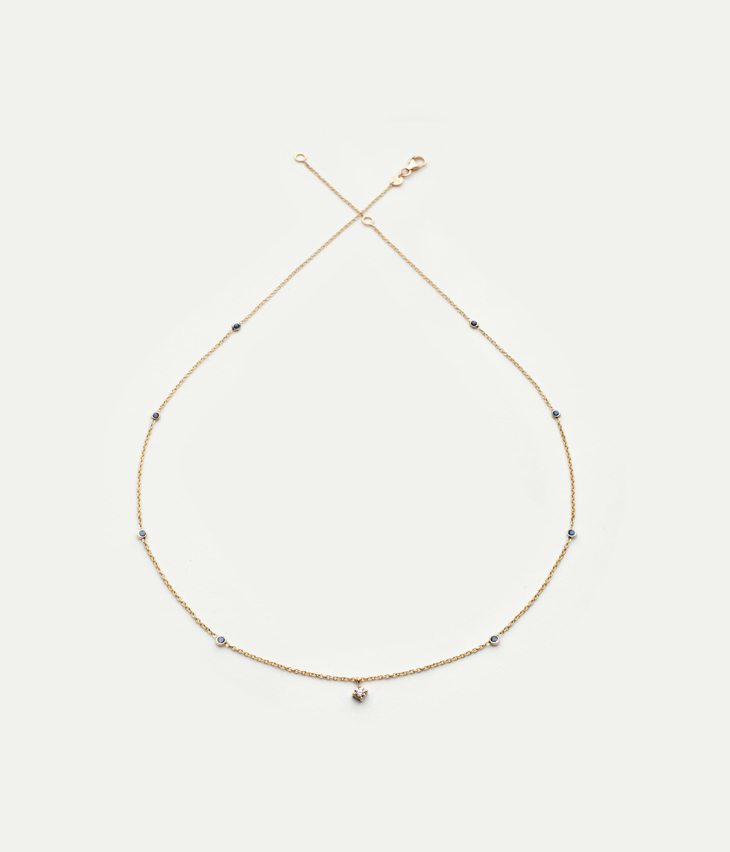 WE BY WHITE BIRD, Holly Blue Sapphire Diamond necklace