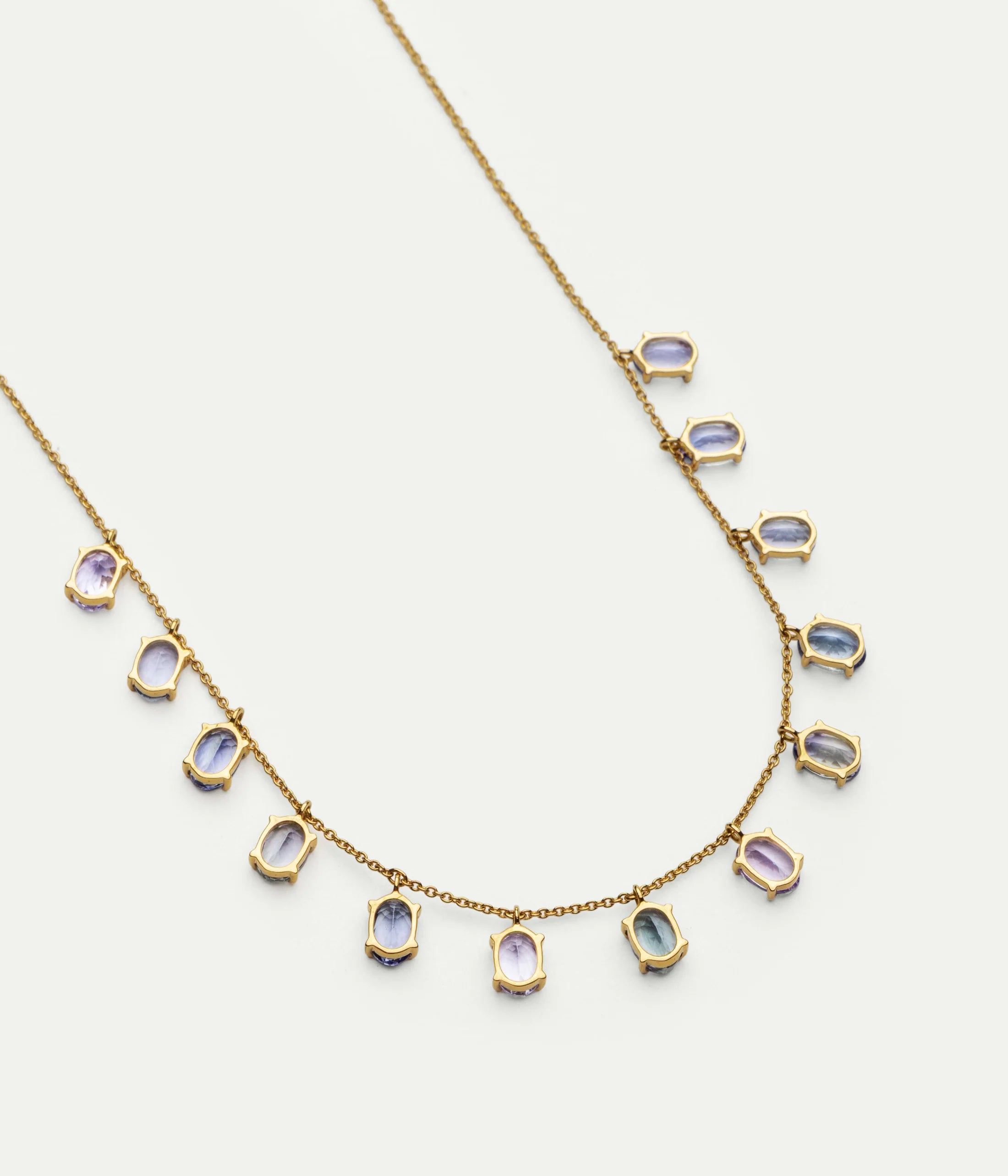 WE BY WHITE BIRD, Tanzanite Dancing Drop Gold Necklace