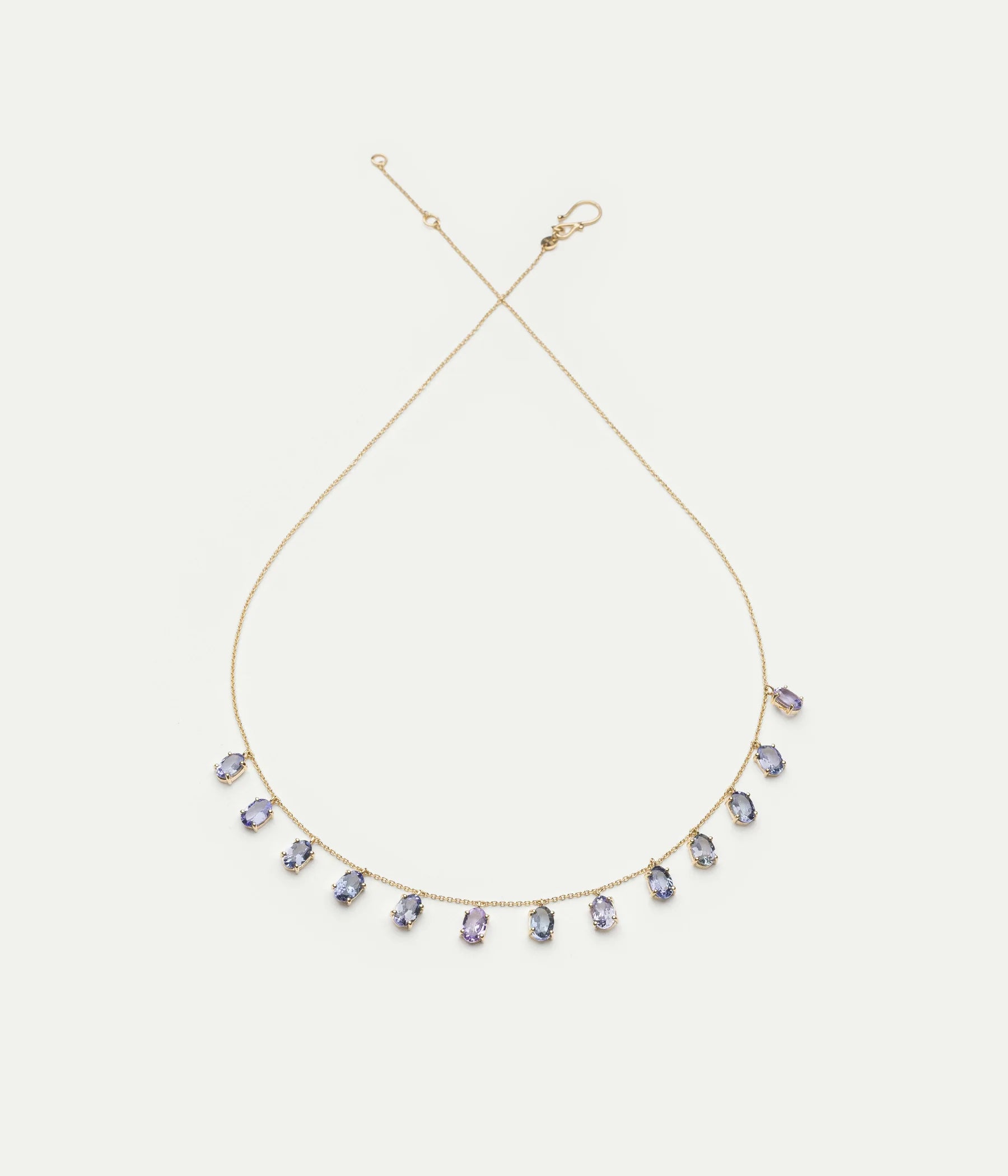 WE BY WHITE BIRD, Tanzanite Dancing Drop Gold Necklace