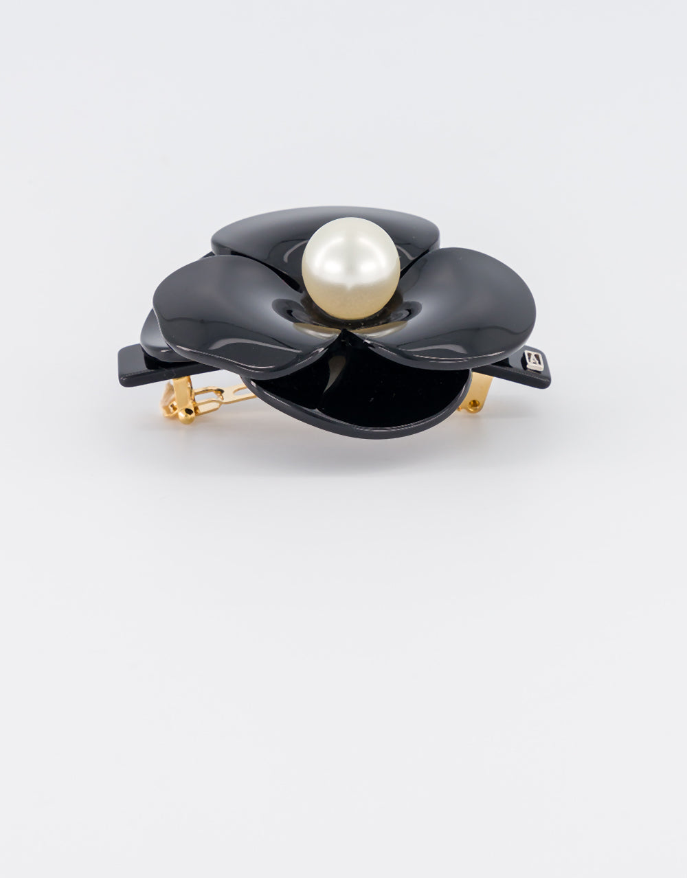 ALEXANDRE DE PARIS Camelia Mythique Acetate and Pearl Hair Barrette