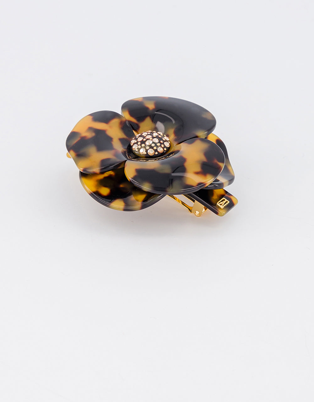 ALEXANDRE DE PARIS acetate tortoishell Camelia barrette