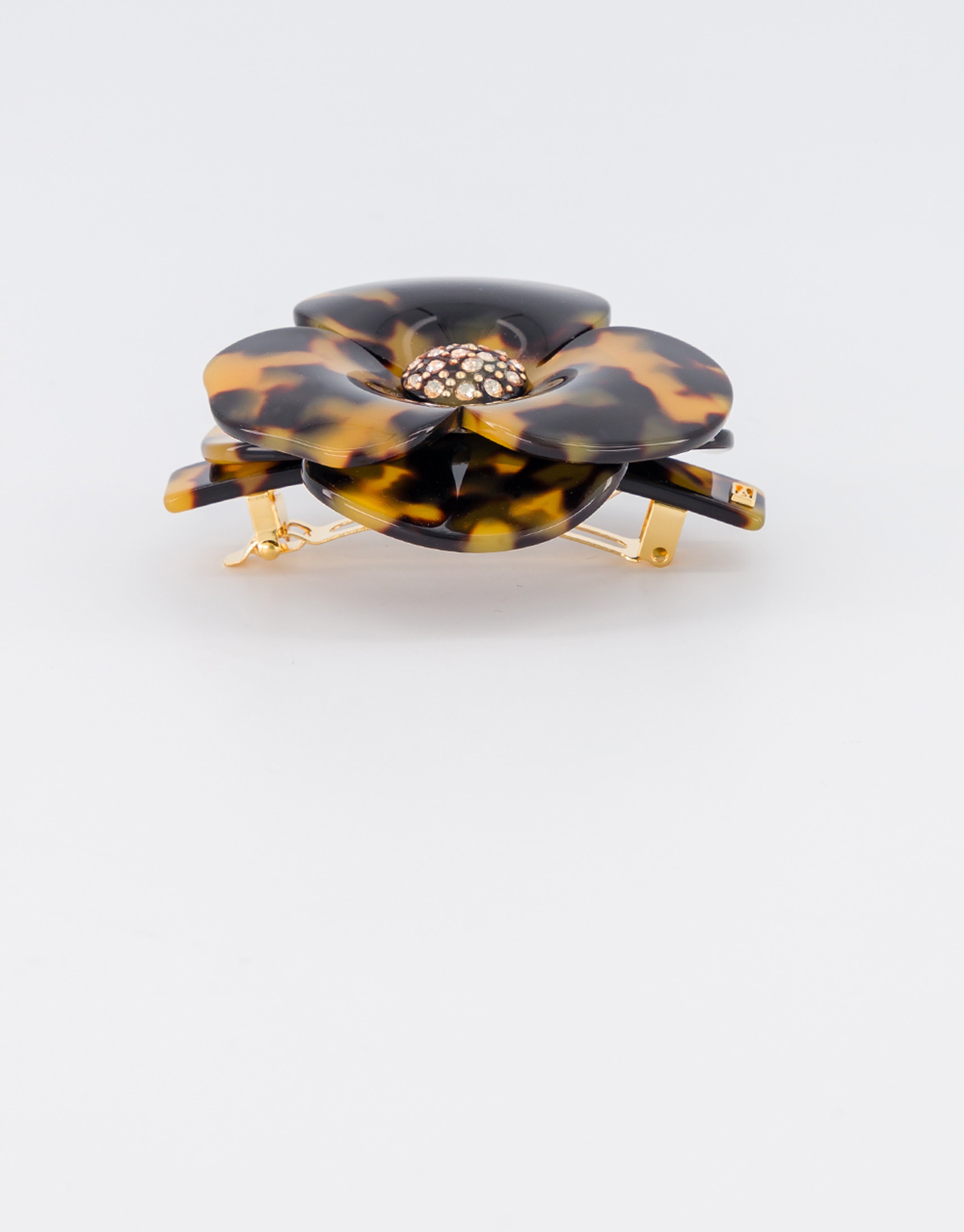 ALEXANDRE DE PARIS acetate tortoishell Camelia barrette
