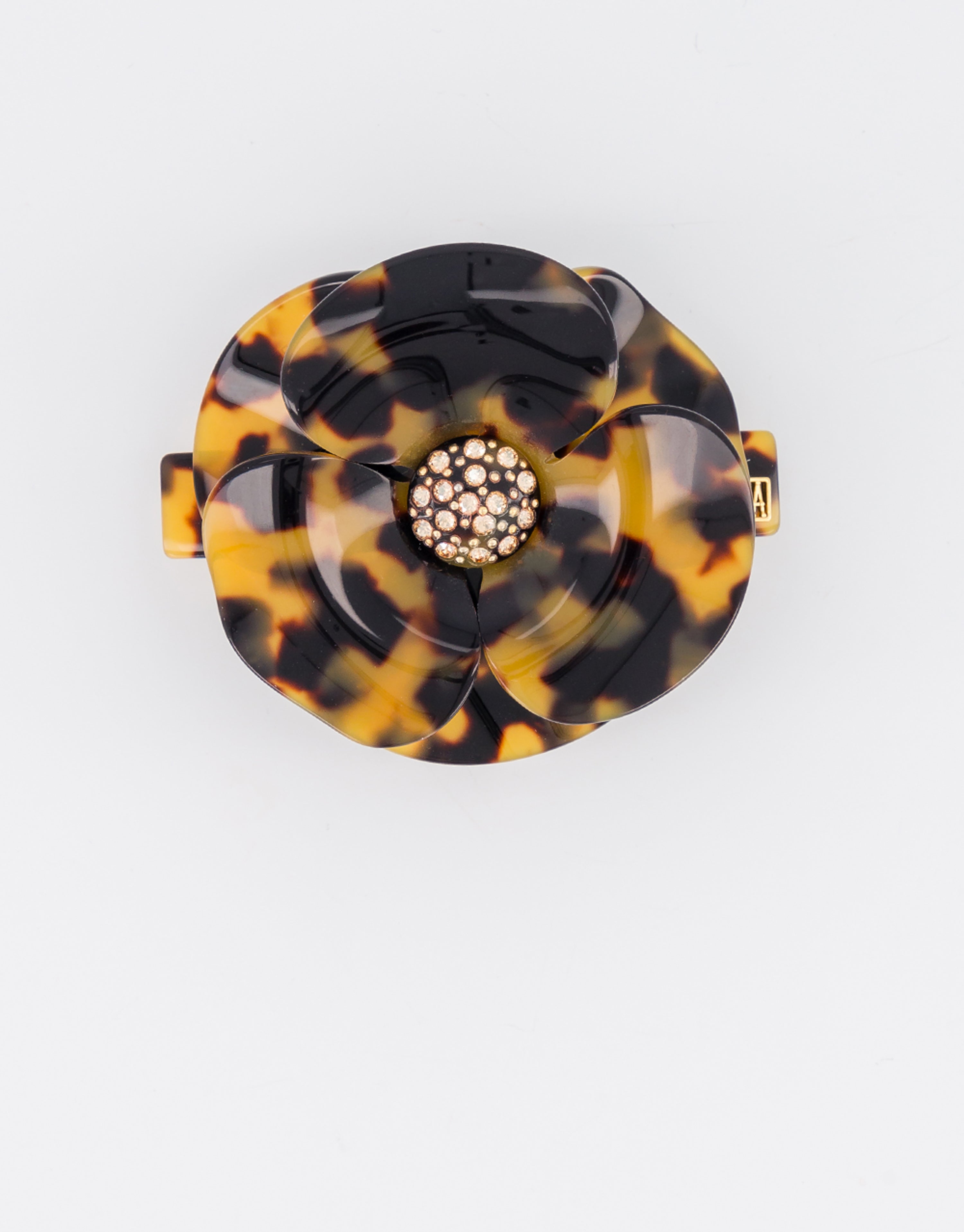 ALEXANDRE DE PARIS acetate tortoishell Camelia barrette