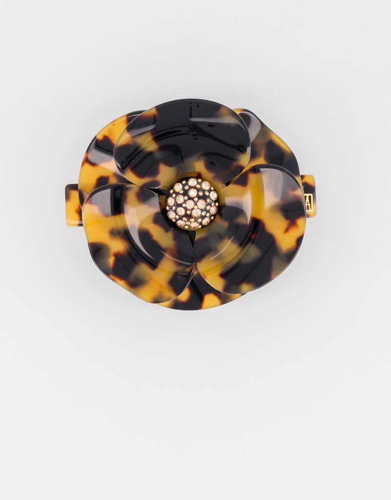 ALEXANDRE DE PARIS acetate tortoishell Camelia barrette