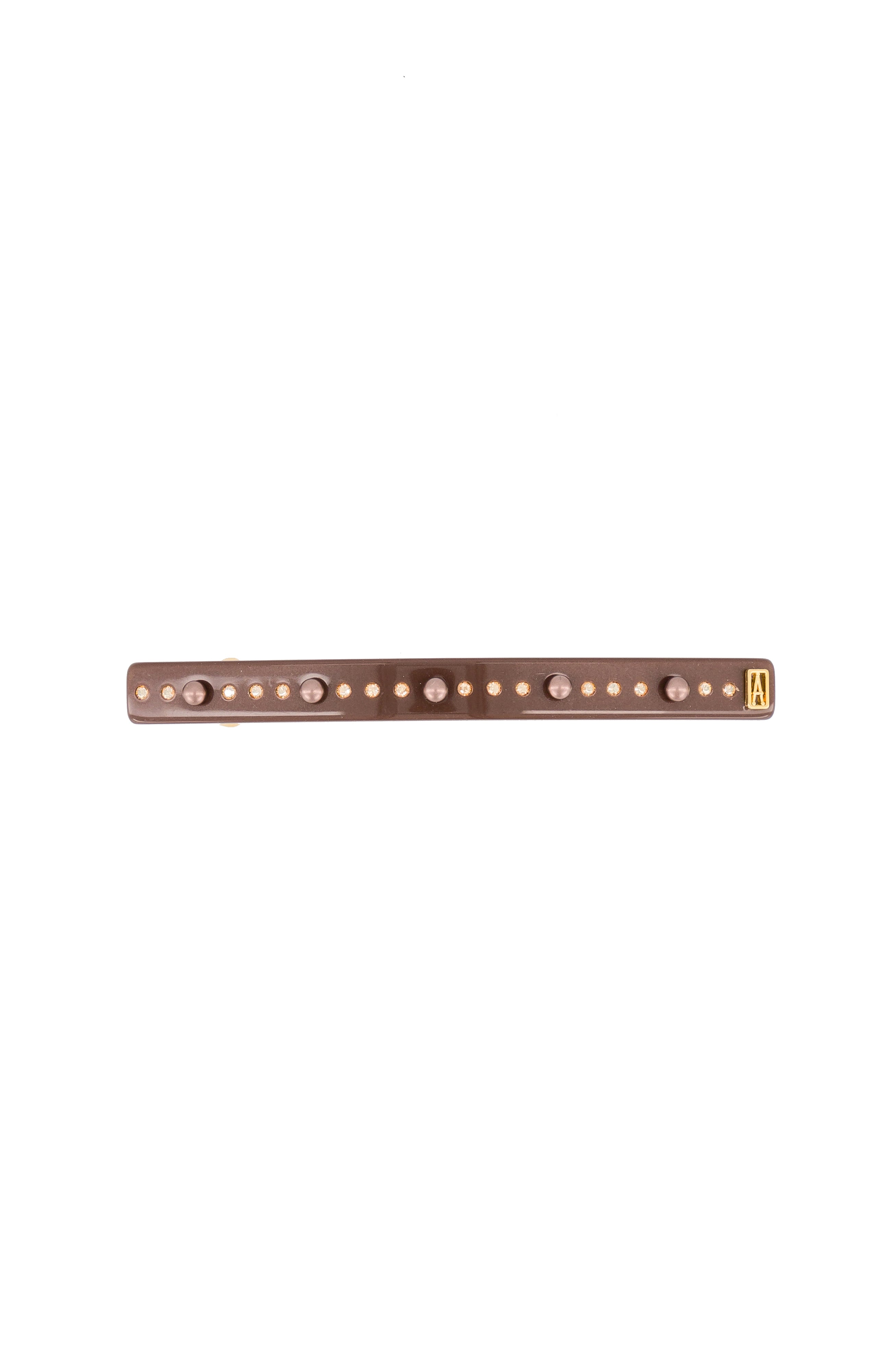 ALEXANDRE DE PARIS brown pearls and crystals acetate barrette