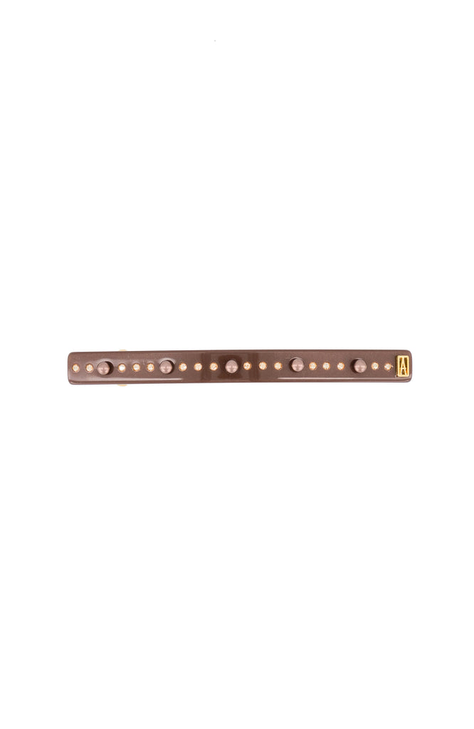 ALEXANDRE DE PARIS brown pearls and crystals acetate barrette