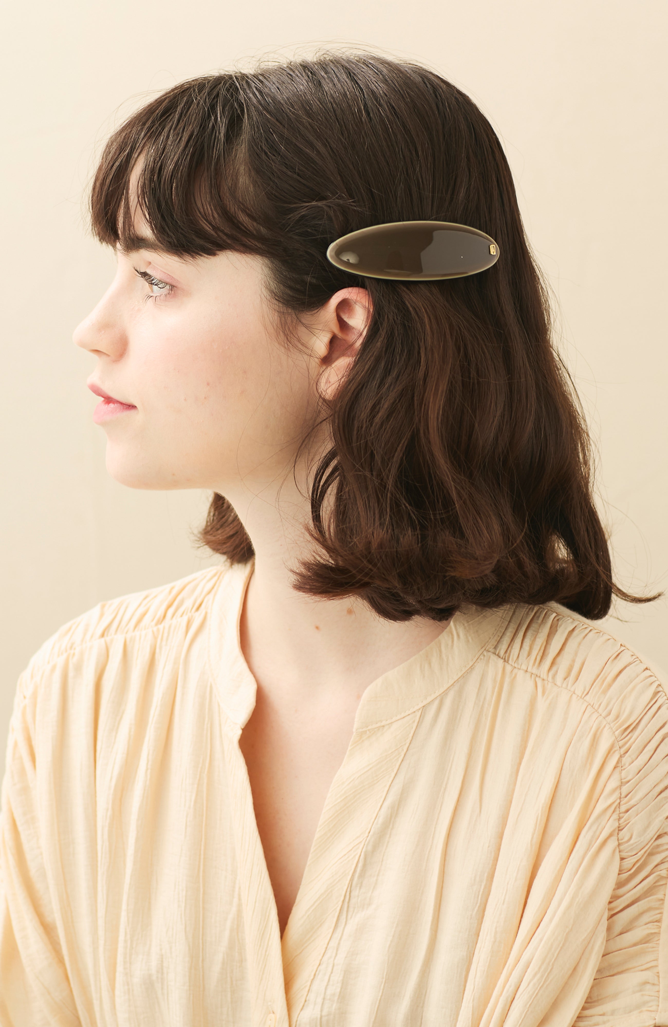 ALEXANDRE DE PARIS oval Brun barrette