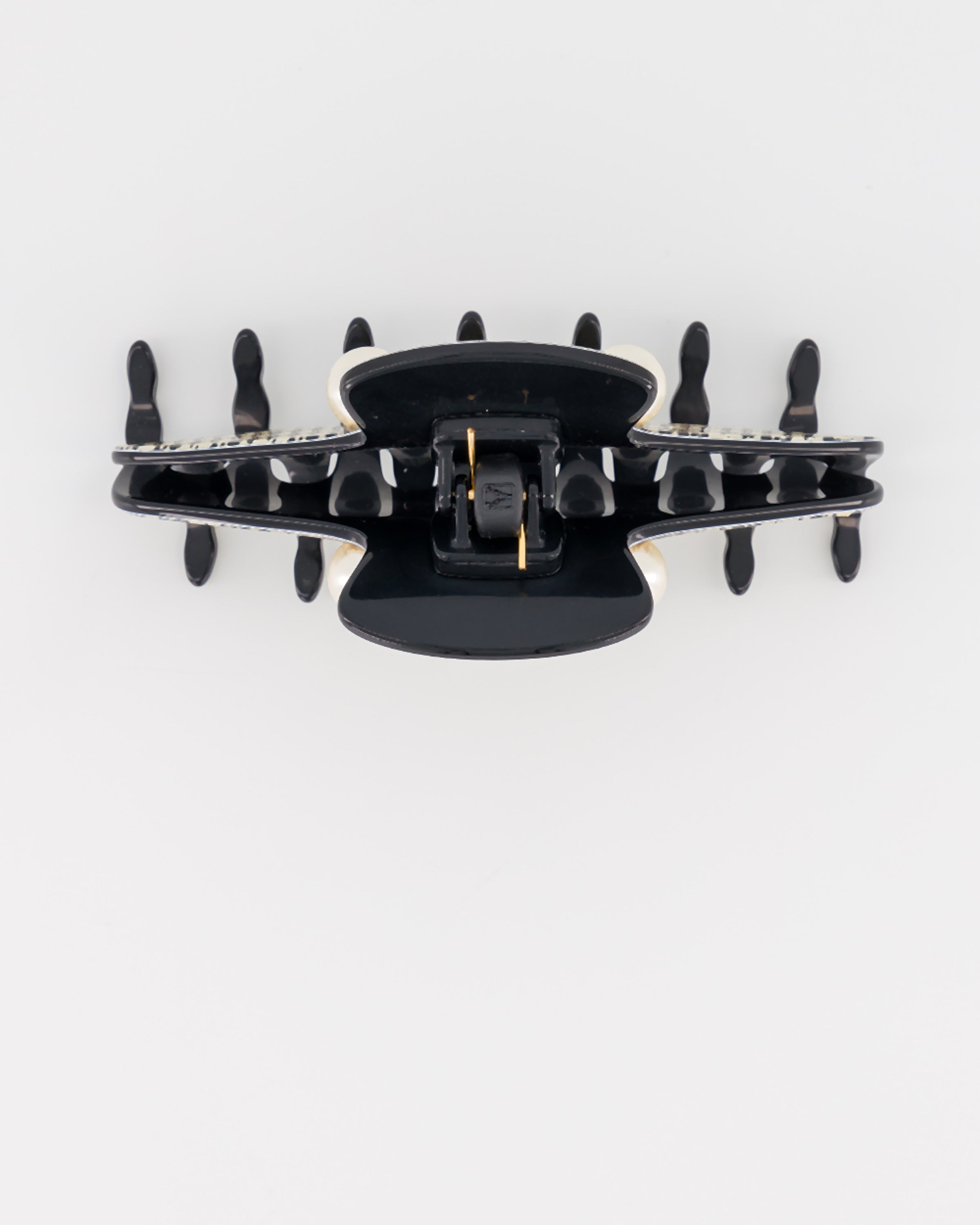 ALEXANDRE DE PARIS Pied de Poule Acetate and Pearls Hair Clip