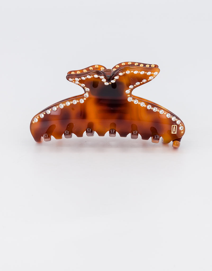 ALEXANDRE DE PARIS tortoiseshell and crystals hair clip