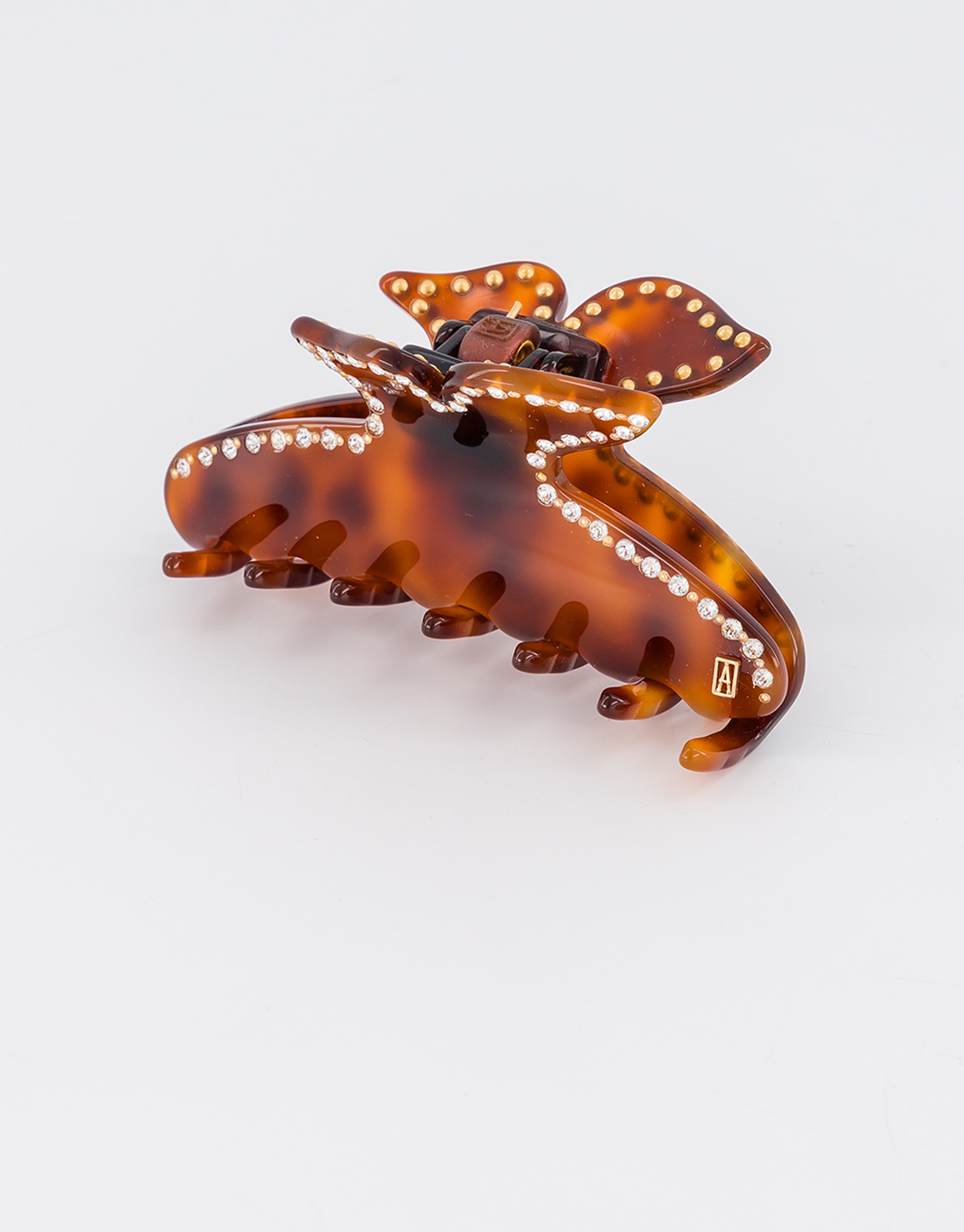 ALEXANDRE DE PARIS tortoiseshell and crystals hair clip