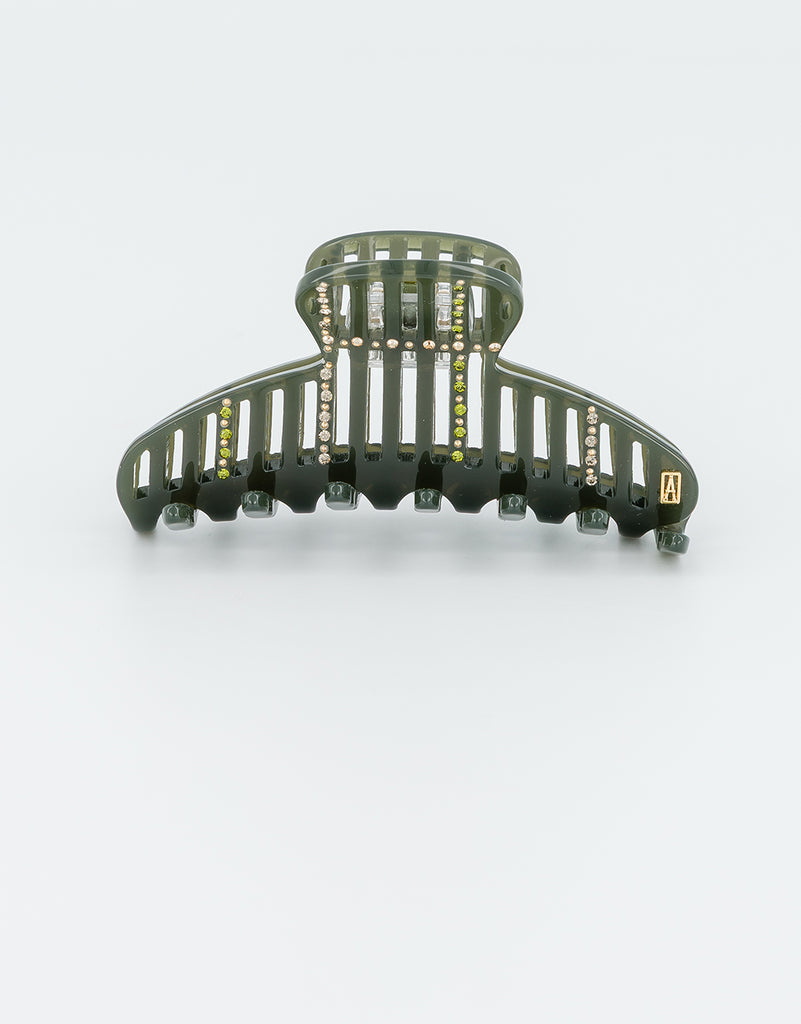 ALEXANDRE DE PARIS Alligator Acetate and Strass Hair Clip