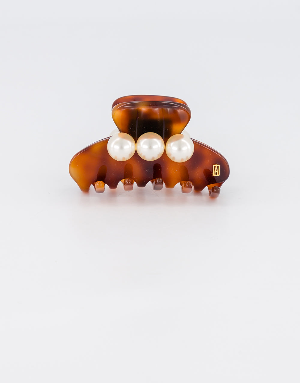 ALEXANDRE DE PARIS Small Acetate and Pearl Hair Clip
