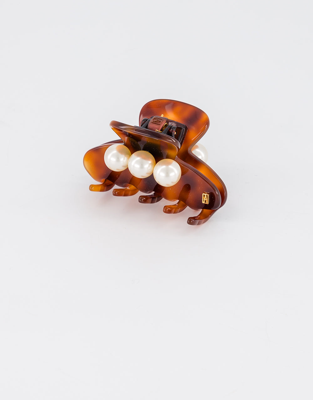 ALEXANDRE DE PARIS Small Acetate and Pearl Hair Clip