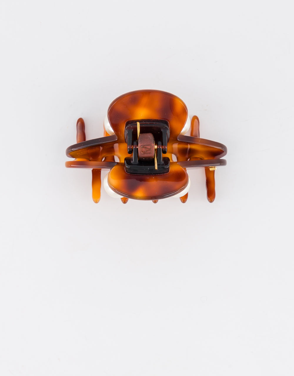 ALEXANDRE DE PARIS Small Acetate and Pearl Hair Clip