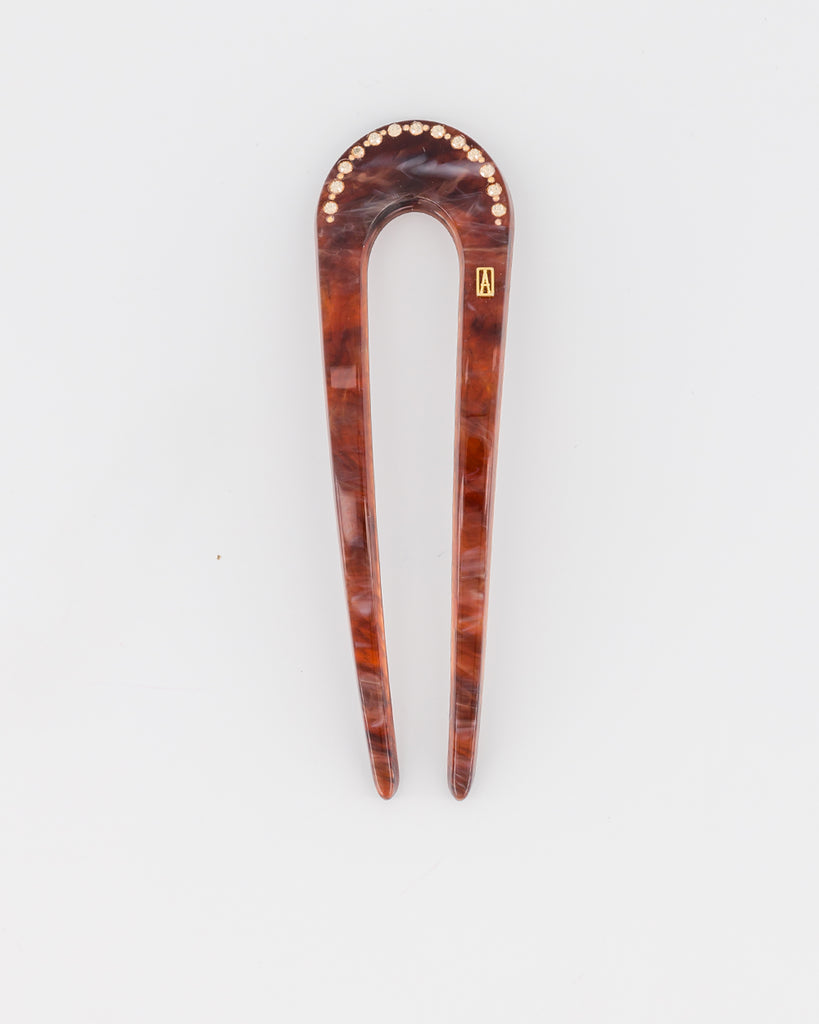 ALEXANDRE DE PARIS Jaspee Acetate and Strass Hair Pin