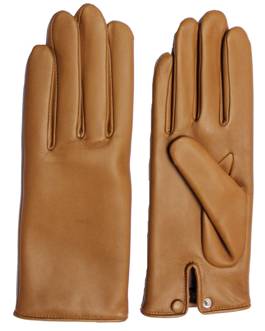AGNELLE Agatha Brown Leather Gloves with Wrist Snap