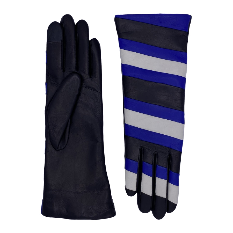Agnelle Women's Alexine Midlength Striped Leather Gloves