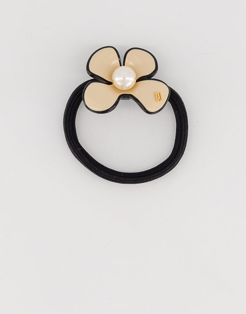 ALEXANDRE DE PARIS Gambetta Flower Pearl Acetate Hair Tie