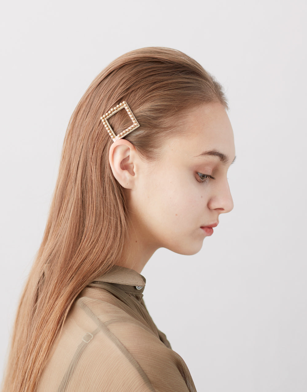 ALEXANDRE DE PARIS Acetate and Pearl Gold Side Barrette