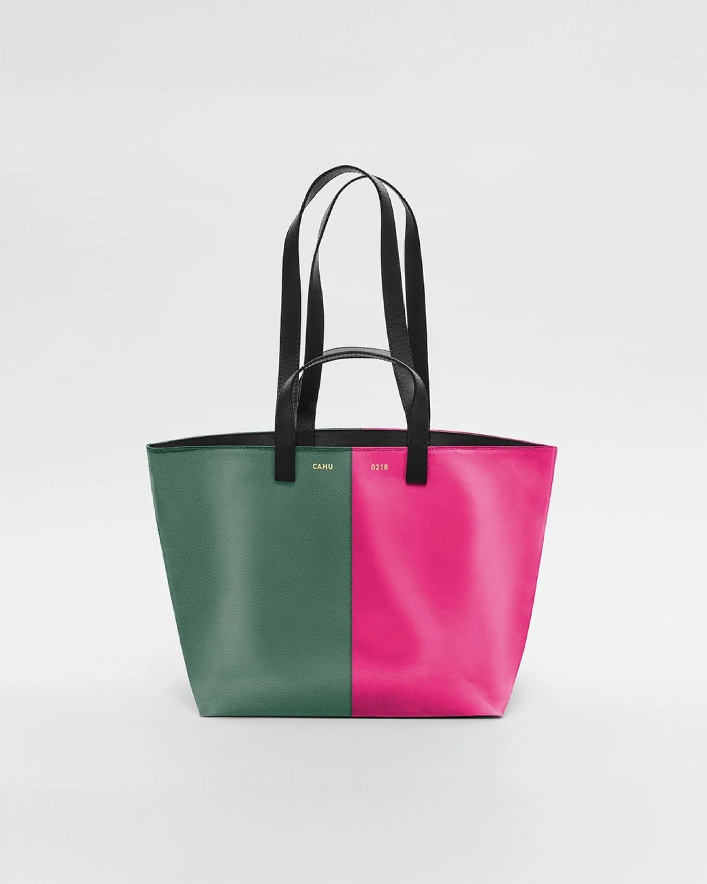 CAHU Leather and Canvas Small Handbag