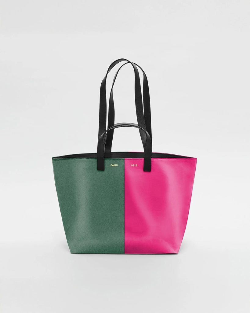 CAHU Leather and Canvas Small Handbag