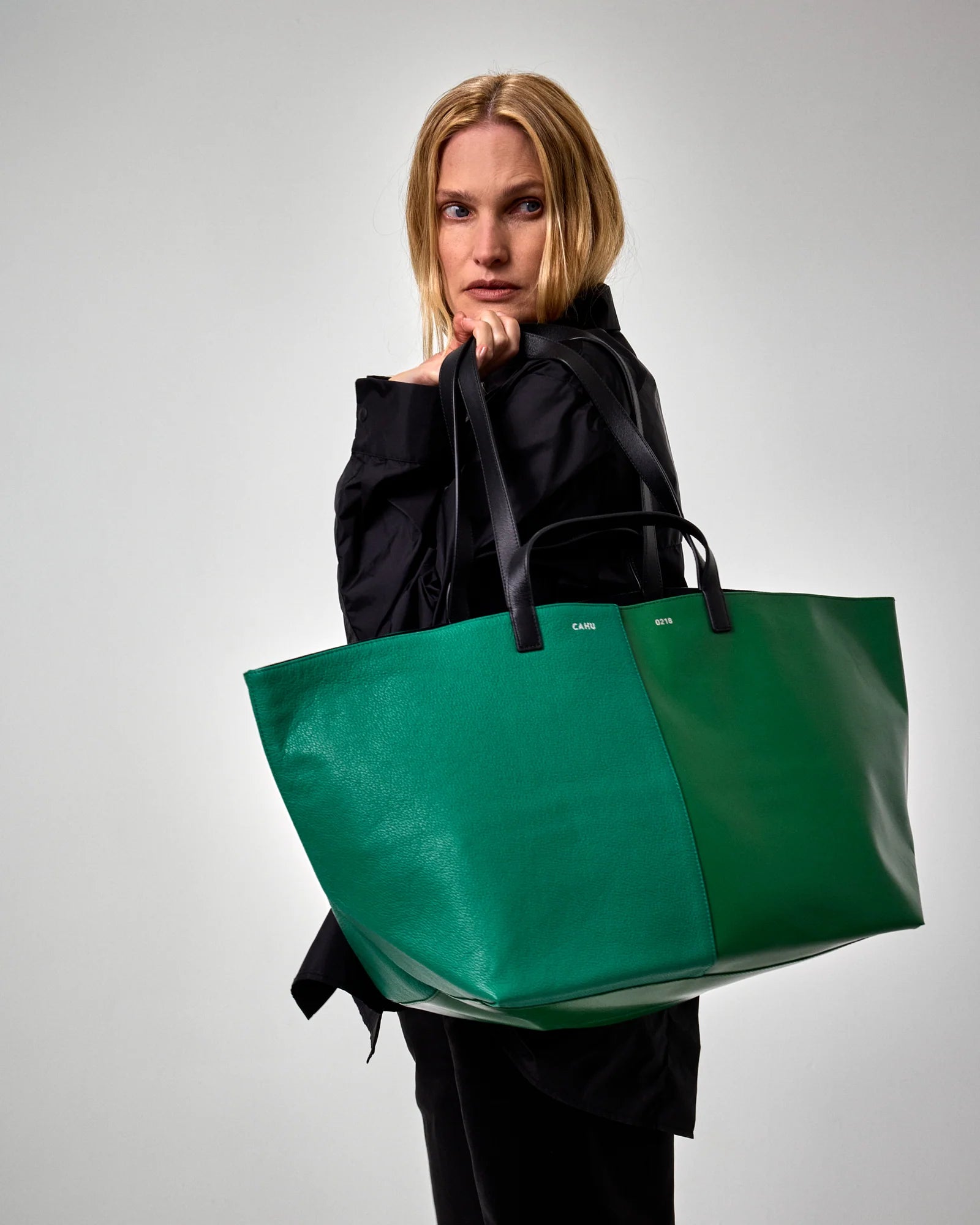 Cahu-Paris Pratique Medium Leather and Canvas Tote Bag