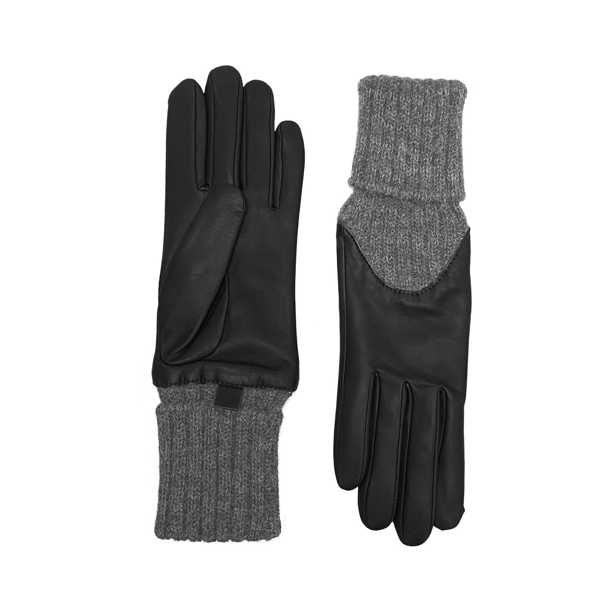 AGNELLE Cecilia Leather Gloves with Knitted Cuff