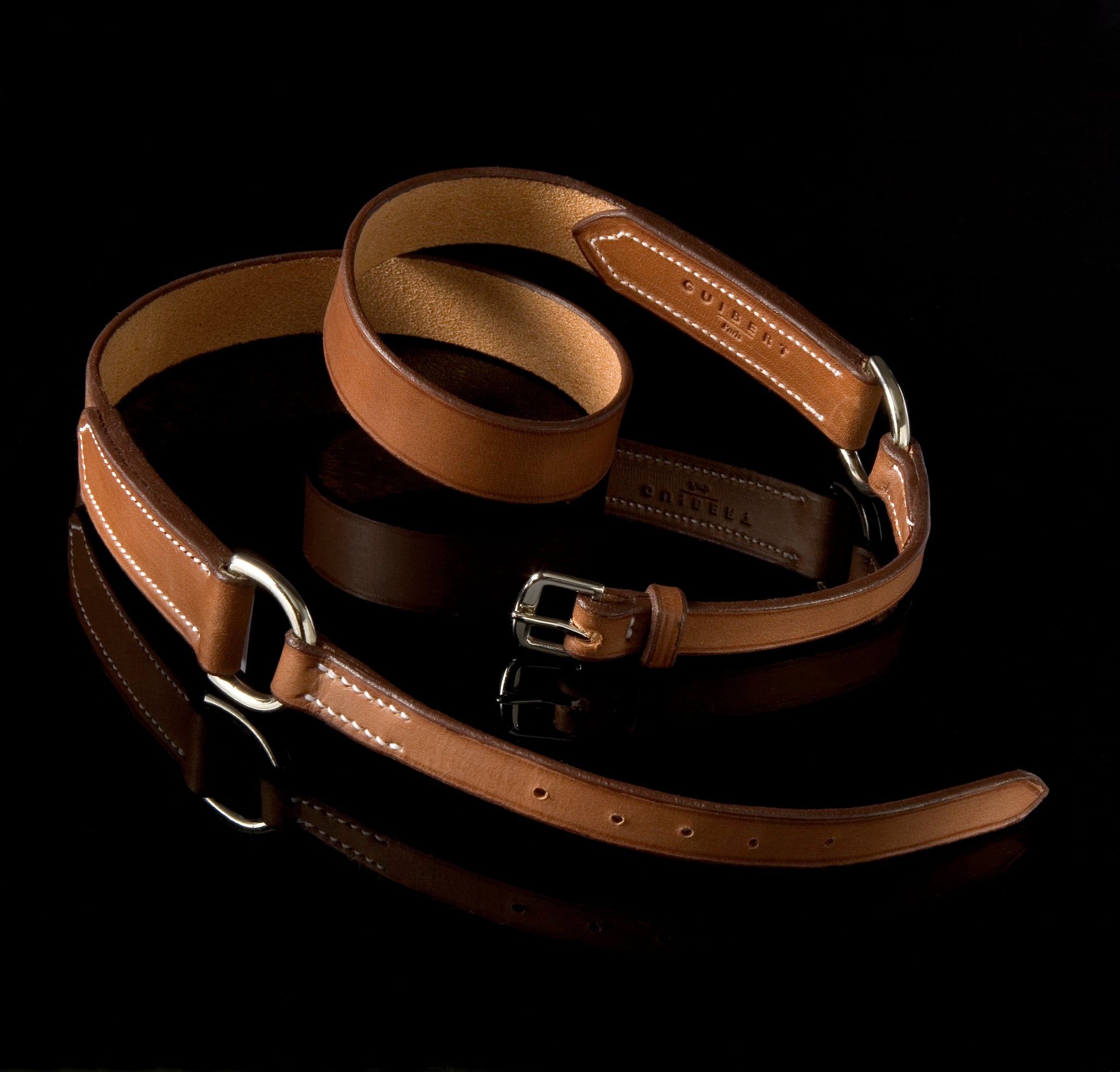 GUIBERT Breastplate collar belt vegetable leather Gold color