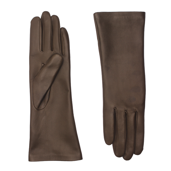 AGNELLE Christina Brown Lambskin Glove Lined in Silk