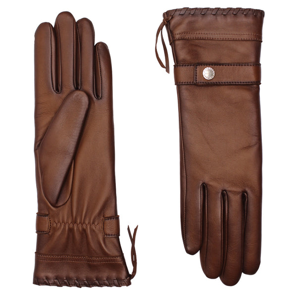 AGNELLE Dallas Cashmere Lined Lambskin Glove with Corset Lacing