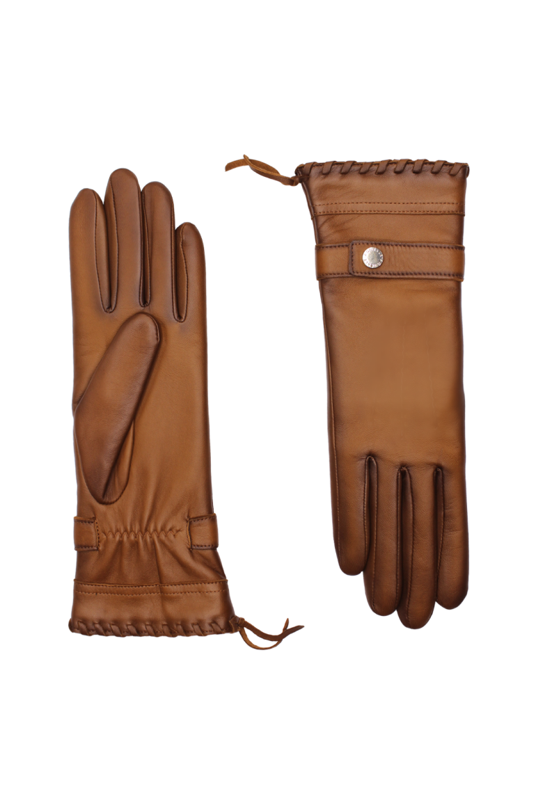 AGNELLE Dallas Leather Gloves Alpaca Lined Lambskin Corset Lacing