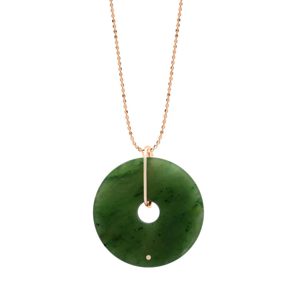 GINETTE NY Donut jade on chain, diamond cut ball chain