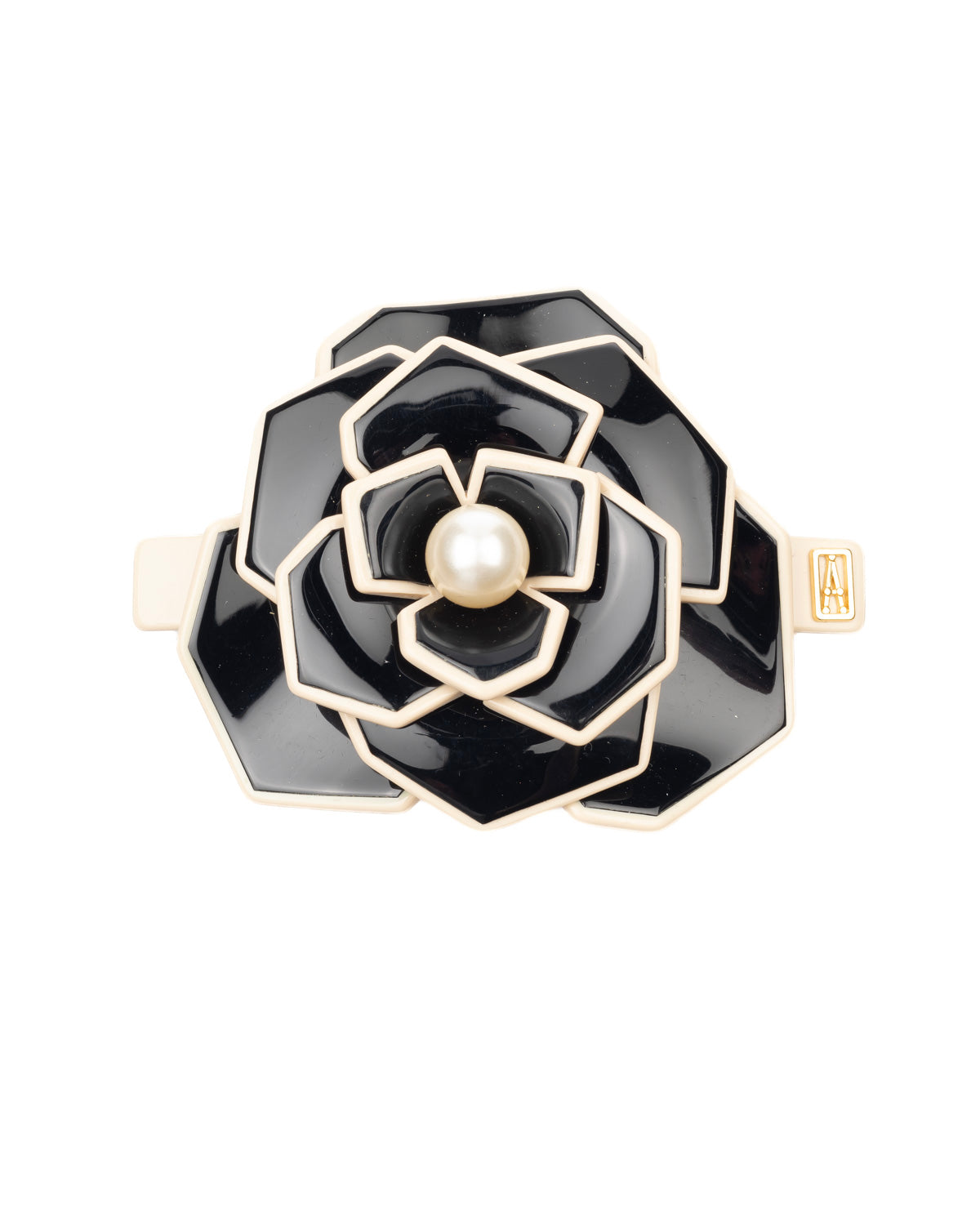 ALEXANDRE DE PARIS Camelia "Amour Parisienne" Acetate and Pearl Barrette