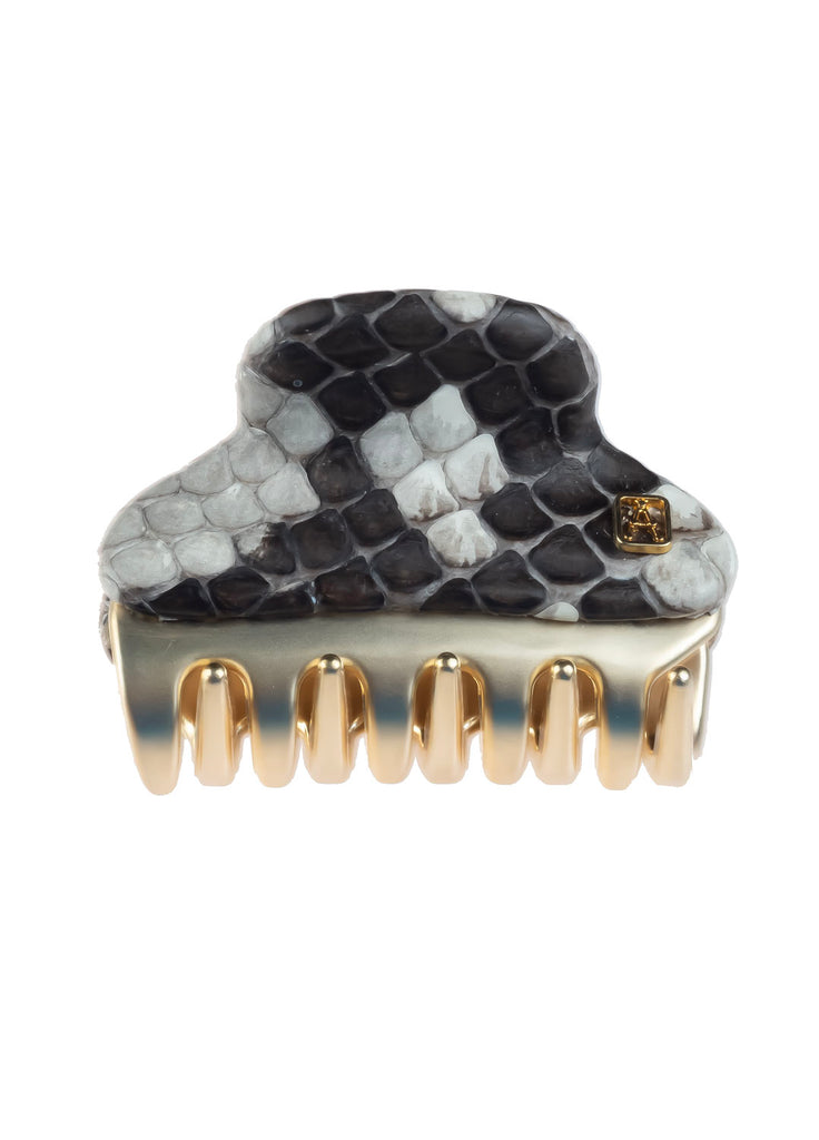 ALEXANDRE DE PARIS Python Leather Vendome Small Hair Claw Clip