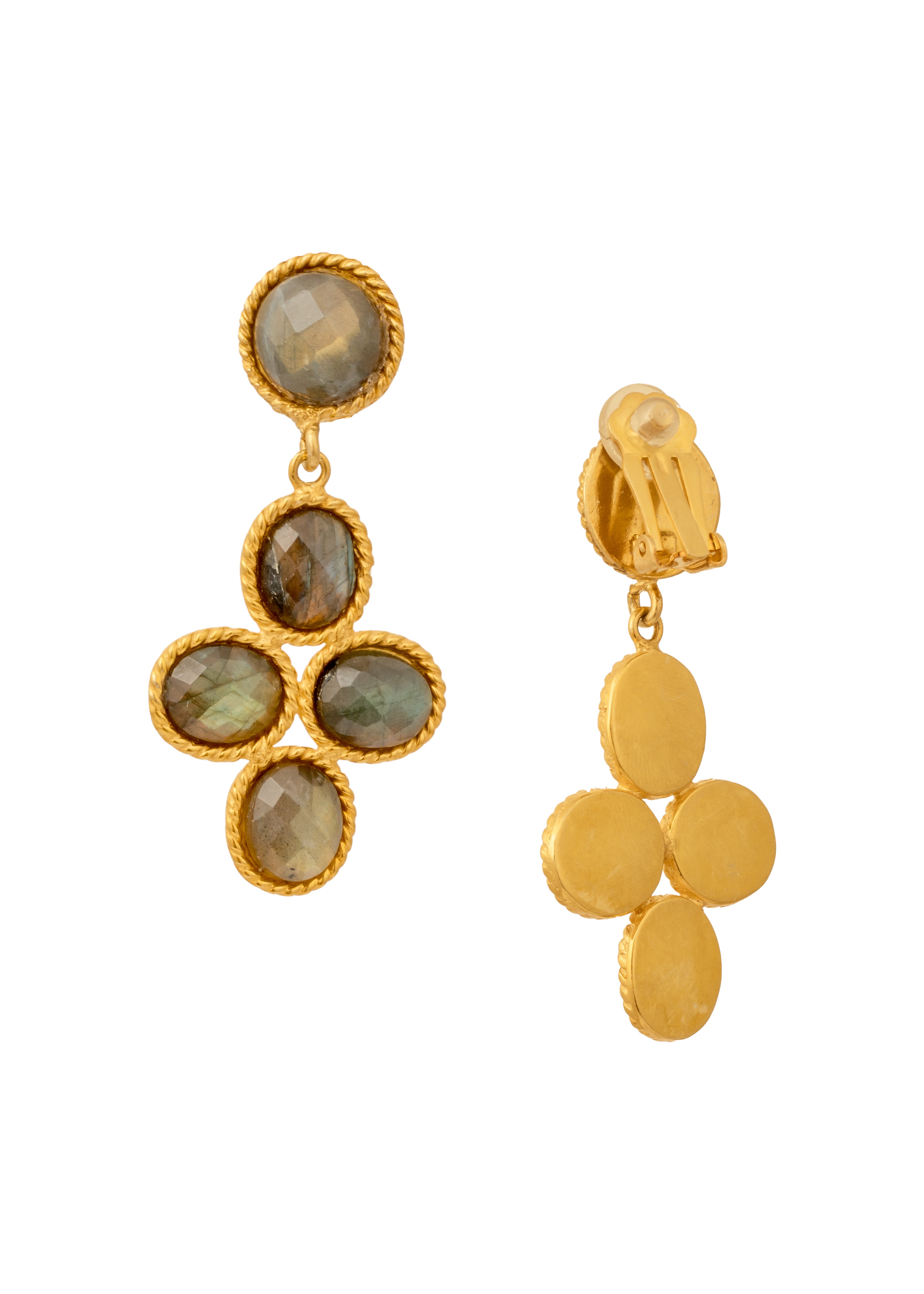 SYLVIA TOLEDANO Labradorite Bloom clip earrings