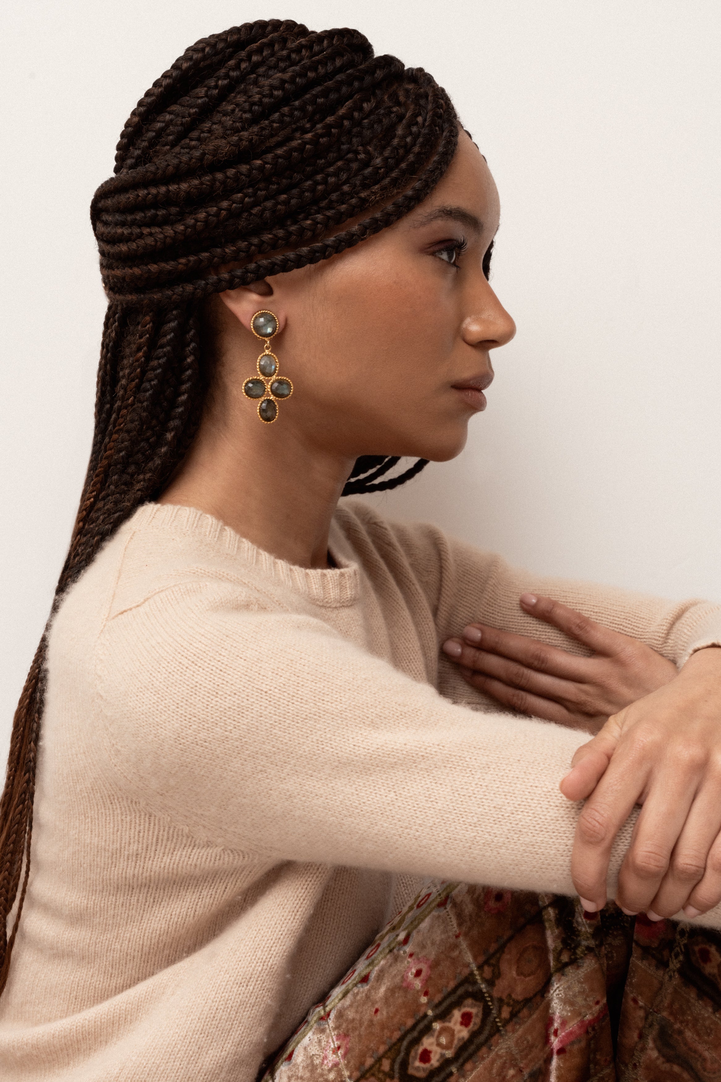 SYLVIA TOLEDANO Labradorite Bloom clip earrings