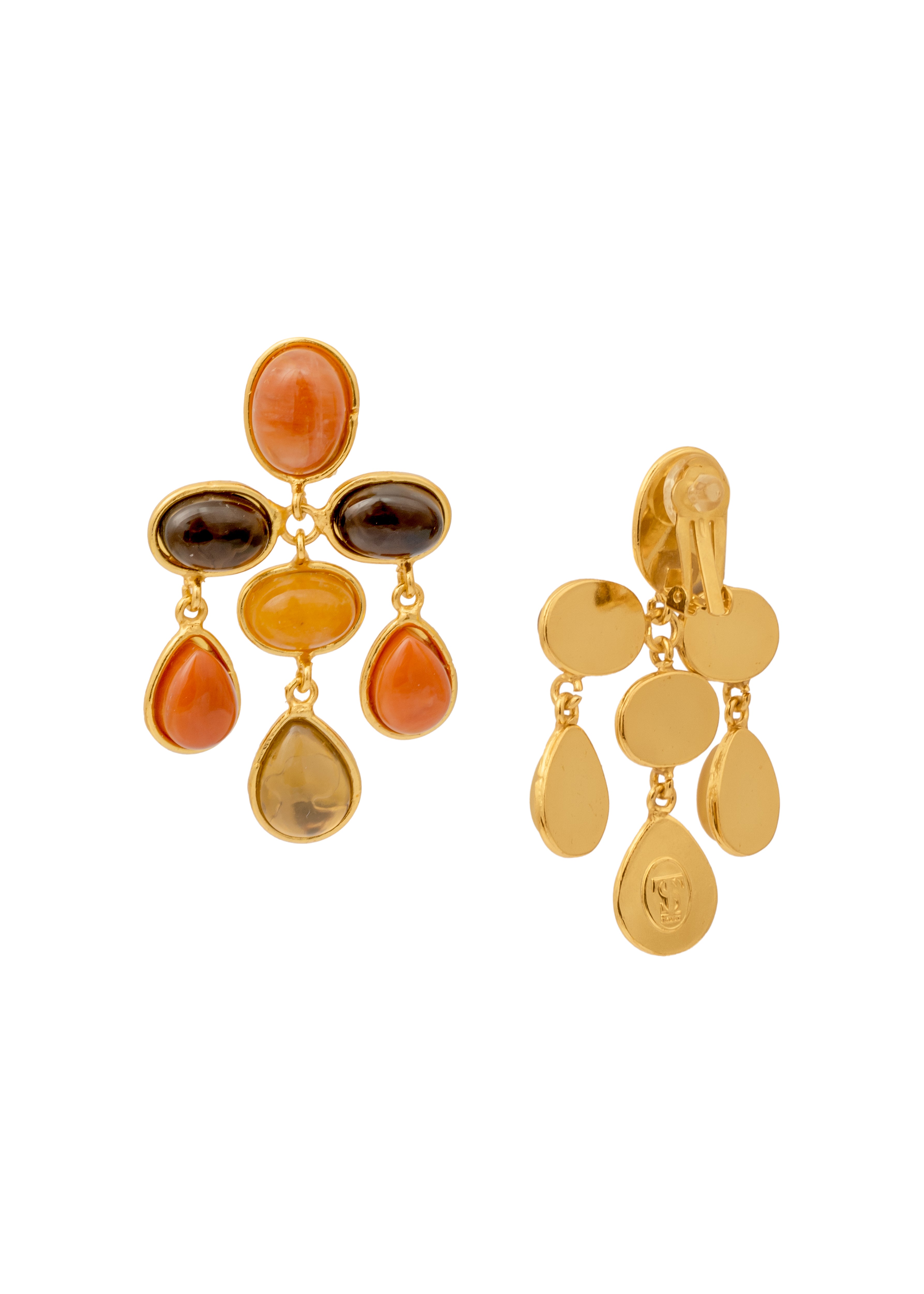 SYLVIA TOLEDANO Valse Multi Stones Drop Clip Earrings
