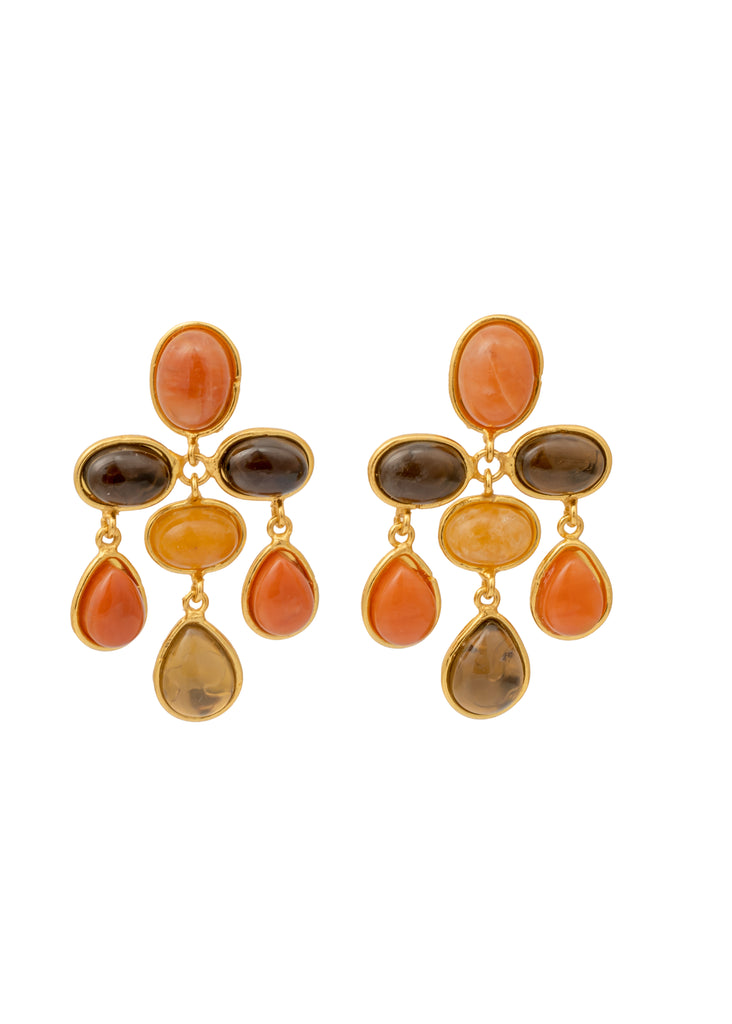 SYLVIA TOLEDANO Valse Multi Stones Drop Clip Earrings