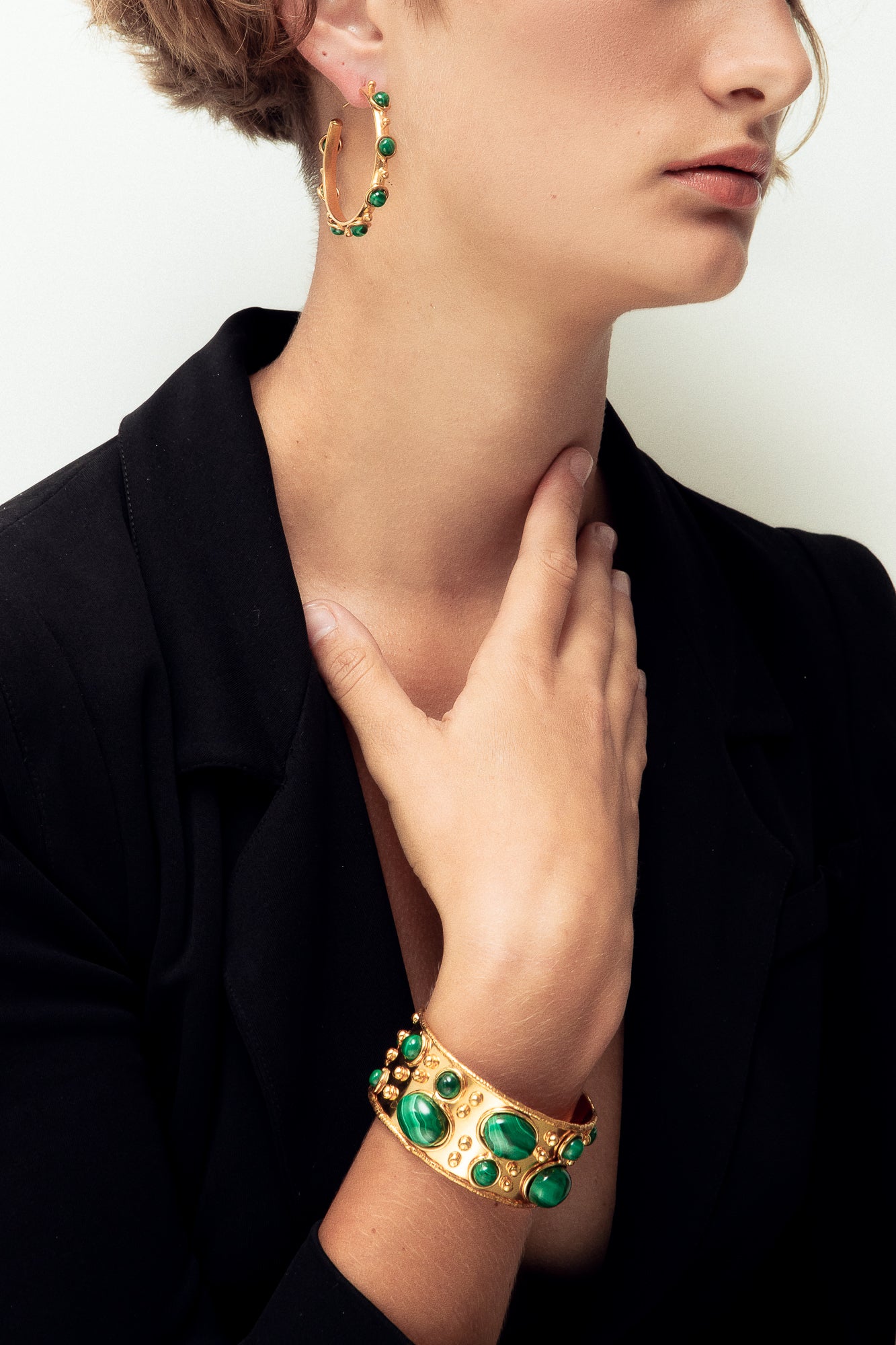 SYLVIA TOLEDANO Petite Candies Malachite Hoops Earrings