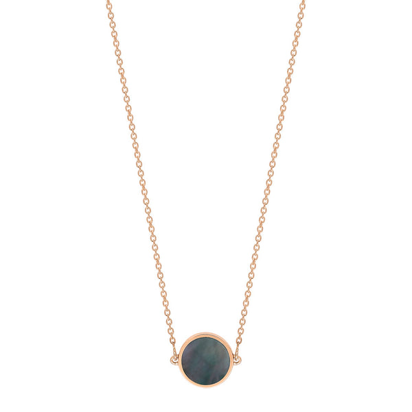 GINETTE NY Mini ever black mop disc necklace