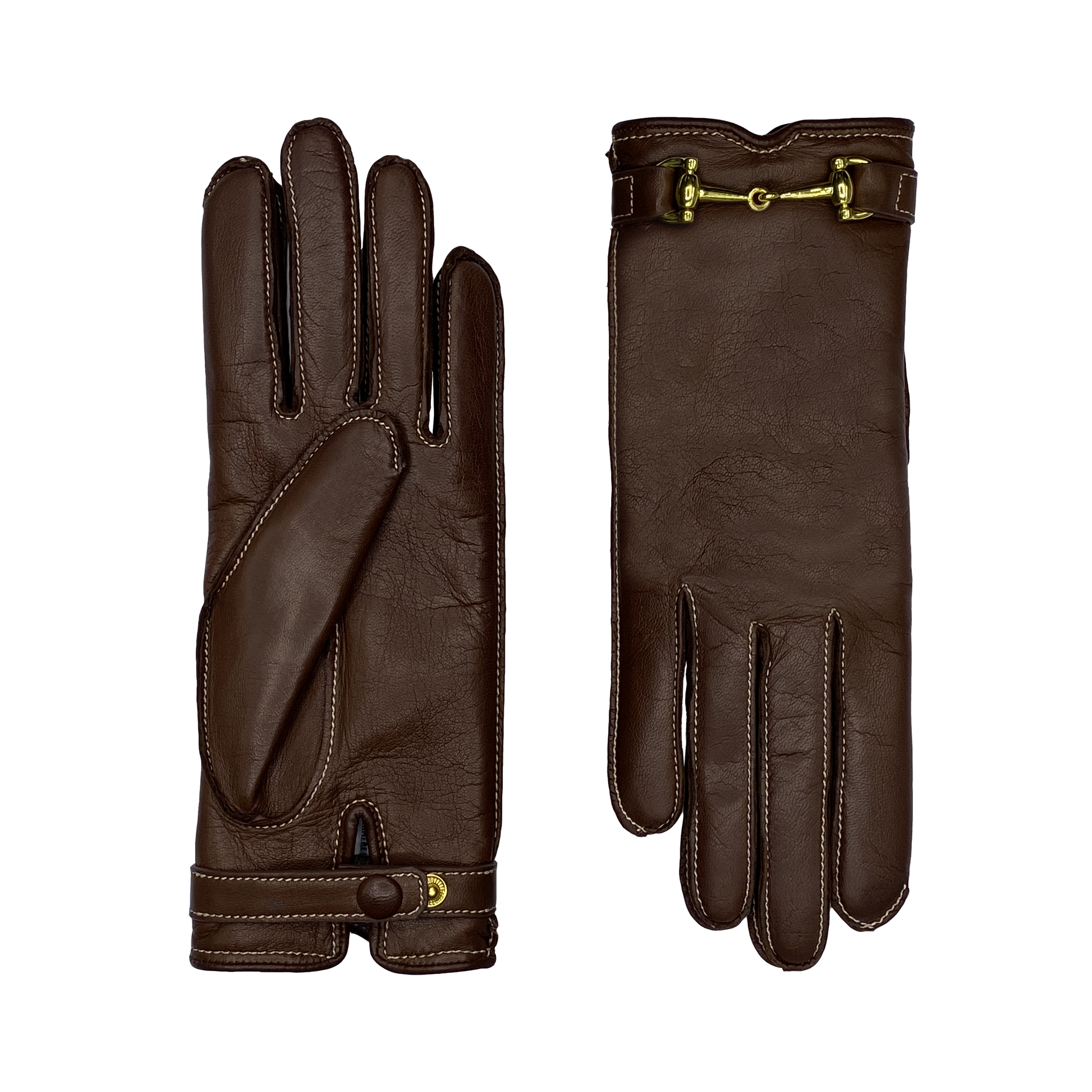 AGNELLE Greco Lambskin Glove Lined in Cashmere with Equestrian Details