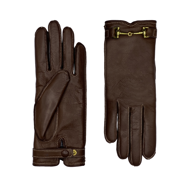 AGNELLE Greco Lambskin Glove Lined in Cashmere with Equestrian Details