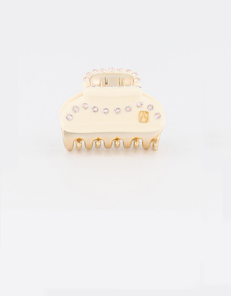 ALEXANDRE DE PARIS Ivory Small Swarovski Crystal Studded Jaw Hair Clip